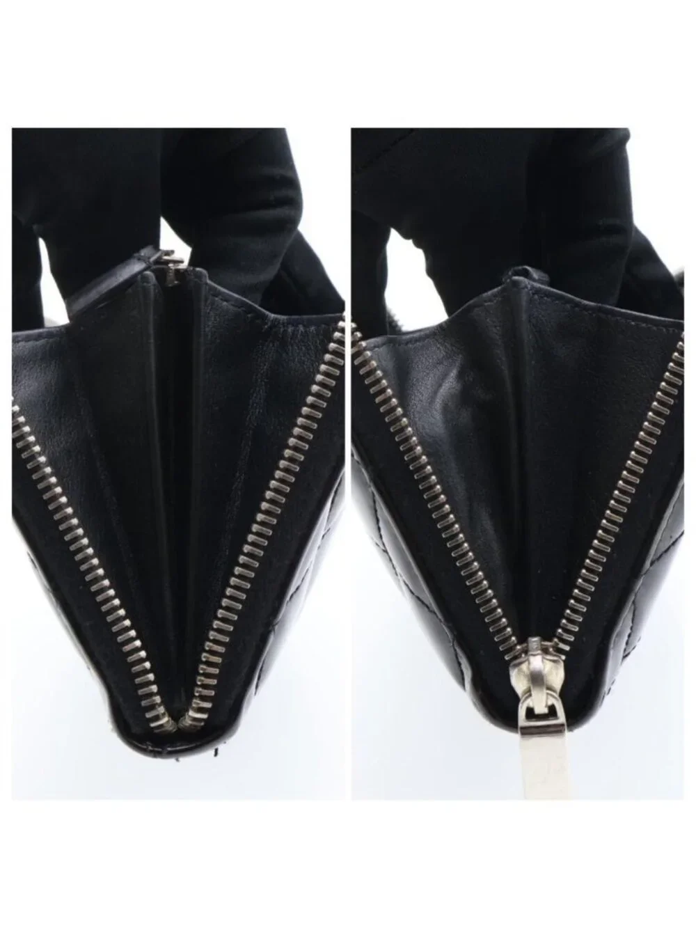 Chanel Quilted Brilliant Wallet Patent Black